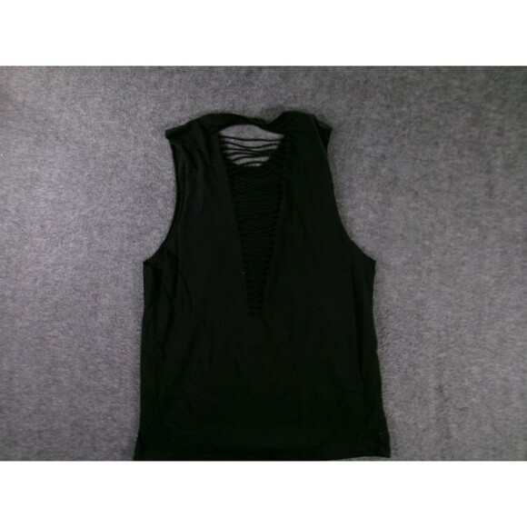 Beautiful Disaster Tank Top Women Large Black Shredded Back Lip Kiss My Sass - Picture 7 of 9